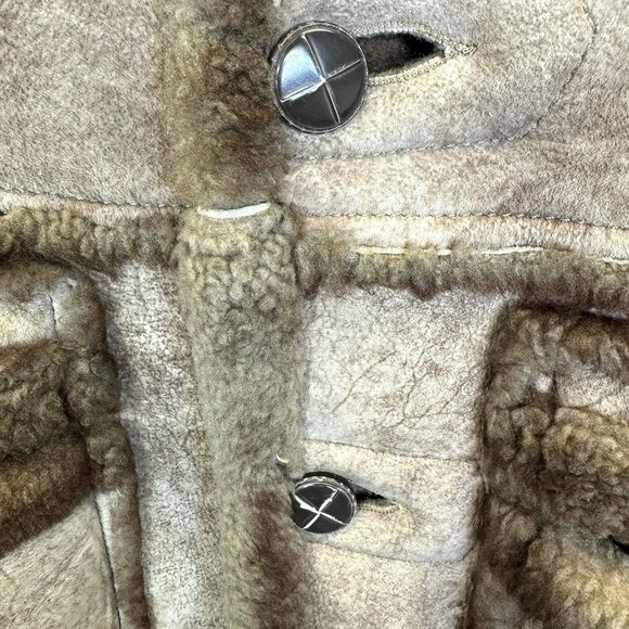 Vintage Shearling Sheepskin Coat Mens Medium Brown Yellowstone Marlboro Ranch - Picture 3 of 9